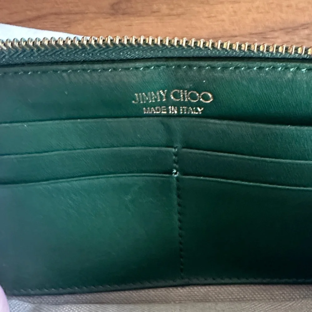 Jimmy Choo Forest Green Wallet with Star Studs - Picture 5 of 9